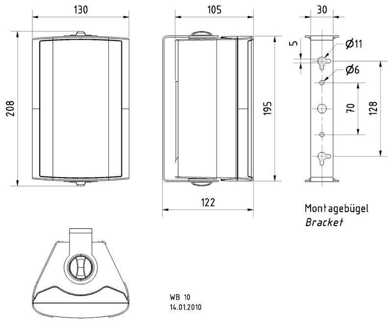 Visaton Vs-wb10b Installatie Luidspreker 100 V 8 Ohm Zwart