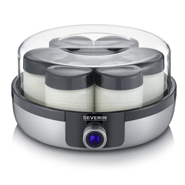 Severin JG3521 Yoghurtmaker 7 Serveerglazen Geborsteld RVS/Zwart