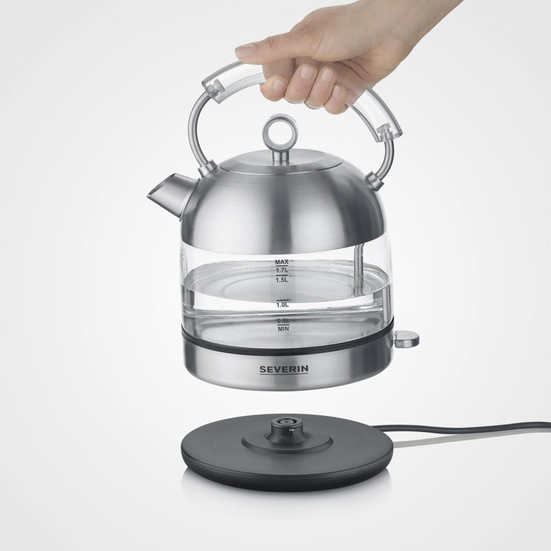 Severin WK3454 Retro Glazen Waterkoker 1.7L 2400W RVS