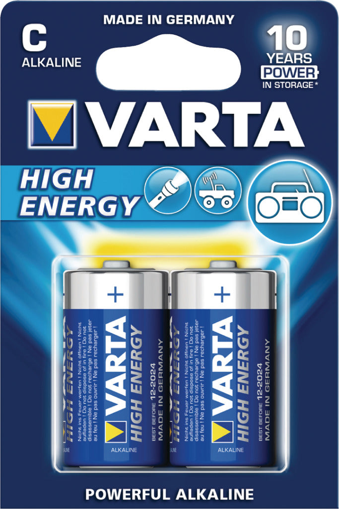 Varta 4914/2b Batterij Alkaline C/lr14 1.5 V High Energy 10 blisters