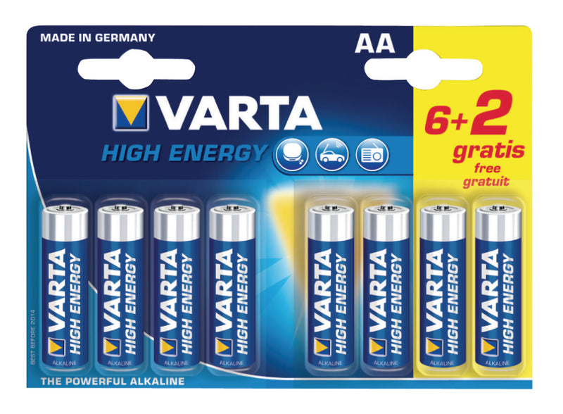 Varta 4906 so Batterij Alkaline Aa/lr6 1.5 V High Energy 6+2-blister