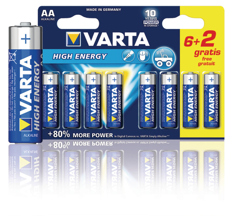 Varta 4906 so Batterij Alkaline Aa/lr6 1.5 V High Energy 6+2-blister