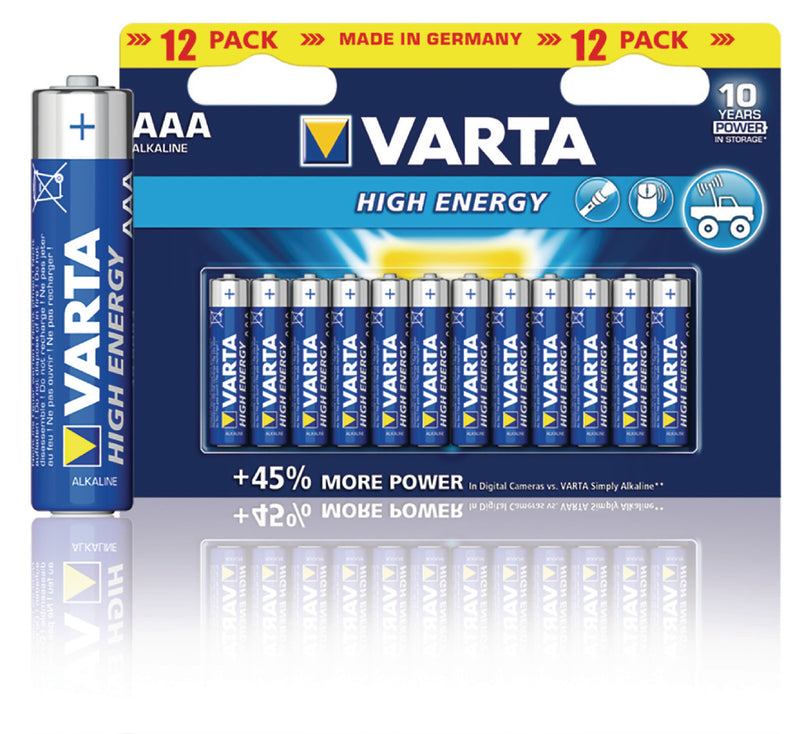 Varta 4903-12b Battery Alkaline Aaa/lr03 1.5 V High Energy 12 Pack