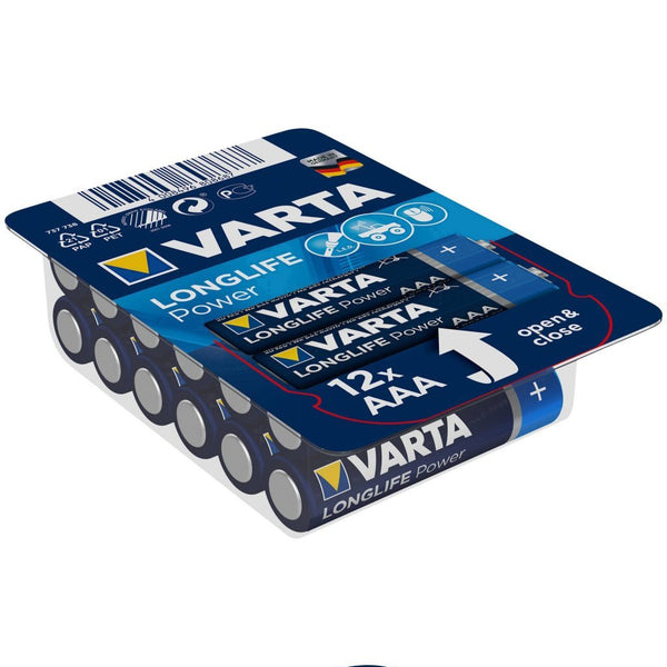 Varta AAA/LR03 Longlife Power Alkaline AAA Batterijen 12 Stuks Blauw/Zilver