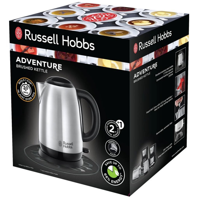 Russell Hobbs 23912-70 Adventure Brushed Waterkoker 1.7L 2400W RVS/Zwart
