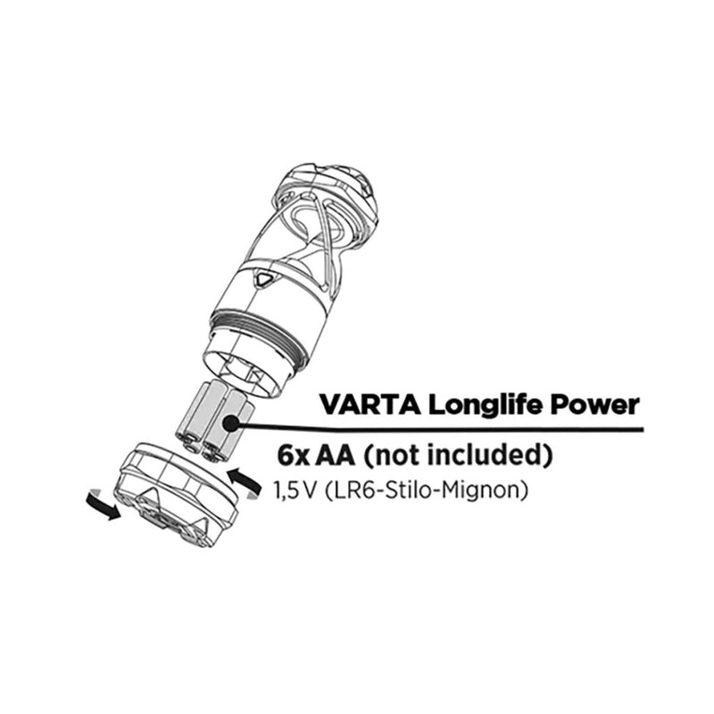 Varta 18761101111 Led-lamp Batterij Gevoed 6x Aa/lr6 Nominale Lichtstroom: 450 Lm Lichtbereik: 20 M