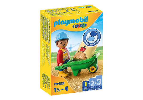 Playmobil 1.2.3. Bouwvakker met Kruiwagen - 70409