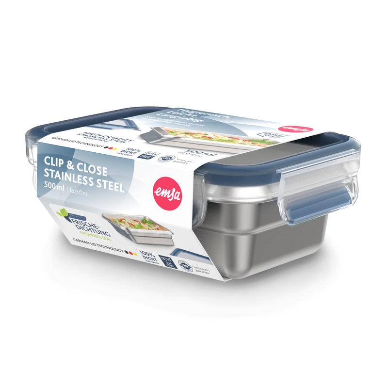 Emsa N1150300 Clip and Close Vershoudbakje 0.5L RVS