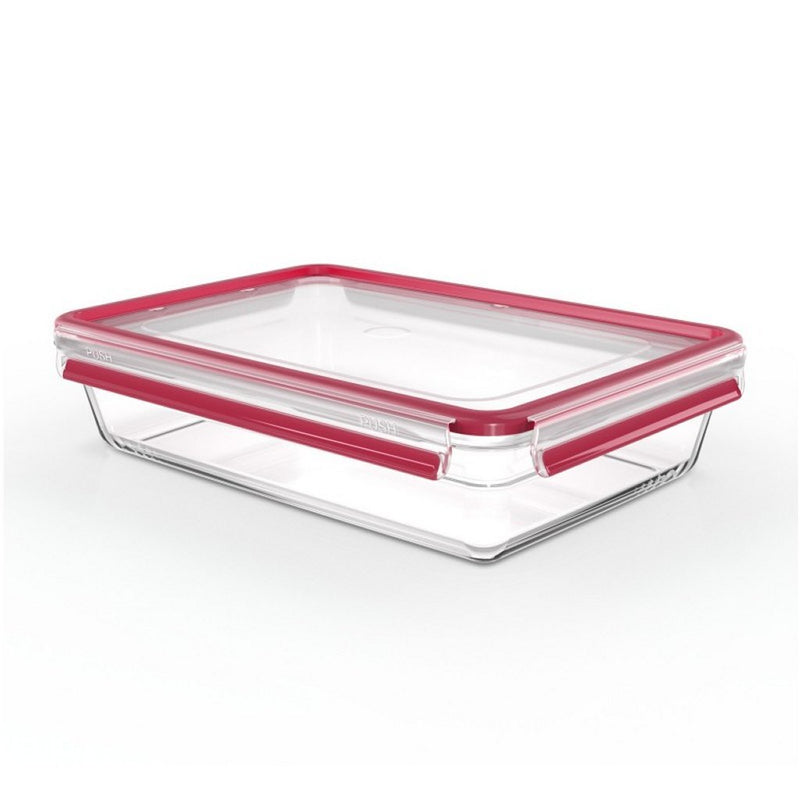 Emsa N1041200 Clip and Close Glazen Vershoudbewaarbakje 3L 22.8x8 cm Rood
