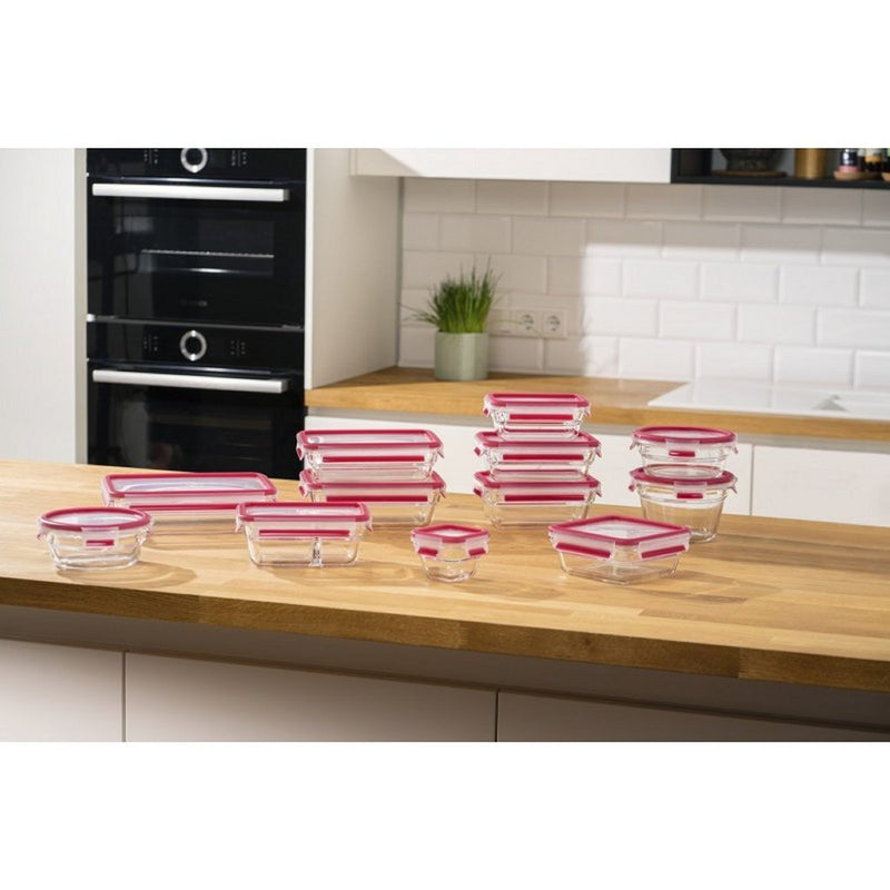 Emsa N1041200 Clip and Close Glazen Vershoudbewaarbakje 3L 22.8x8 cm Rood
