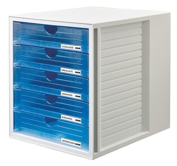 HAN HA-1450-64 Ladenkast Met 5 Gesloten Laden Grijs / Blauw Transparant