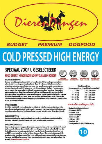 Budget Premium Dogfood Cold Pressed High Energy 14 KG