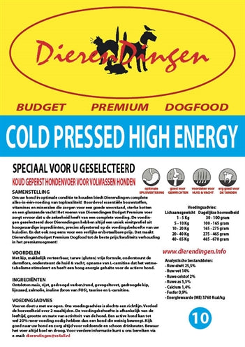 Budget Premium Dogfood Cold Pressed High Energy 14 KG