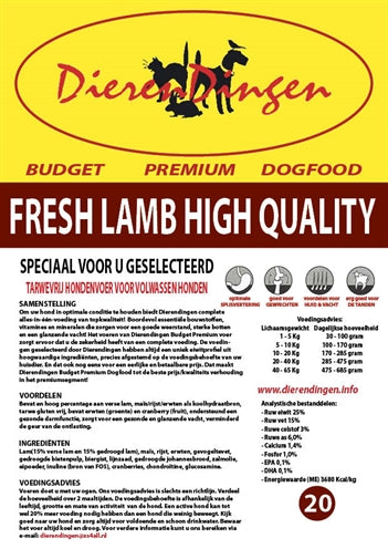 Budget Premium Dogfood Fresh Lamb High Quality 14 KG