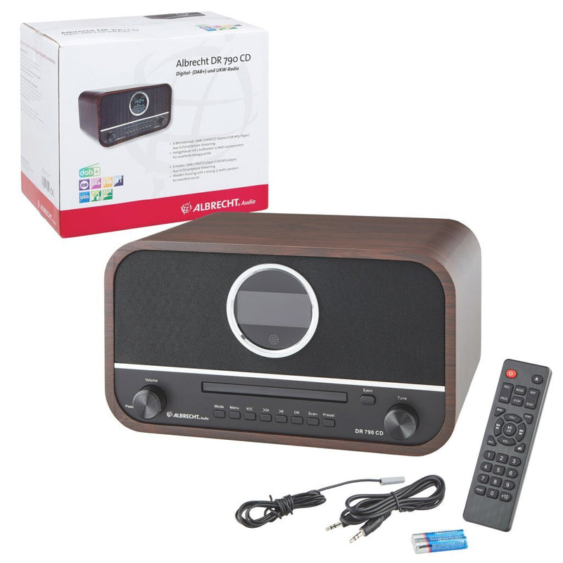 Albrecht DR 790 Radio + CD Speler + Alarm Hout/Bruin