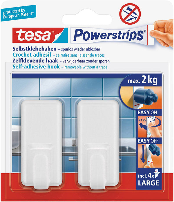 Tesa Powerstrips Large Classic 2KG - Wit 2 stuks