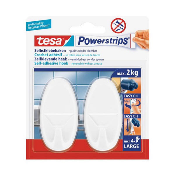 Tesa Powerstrips Large Ovaal 2KG - Wit 2 stuks