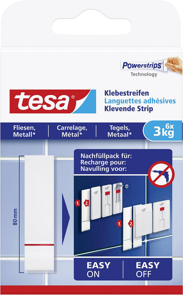 Tesa Powerstrips Tegels/Metaal 3KG - 6 stuks