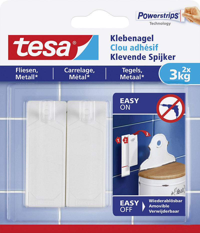 Tesa Klevende Spijker Tegel.Metaal 3KG - 2 stuks