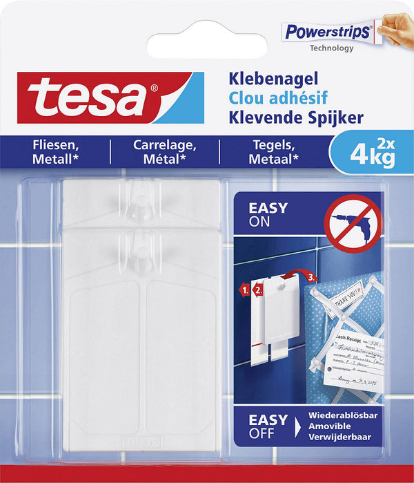 Tesa Klevende Spijker Tegel/Metaal 4Kg - 2 stuks
