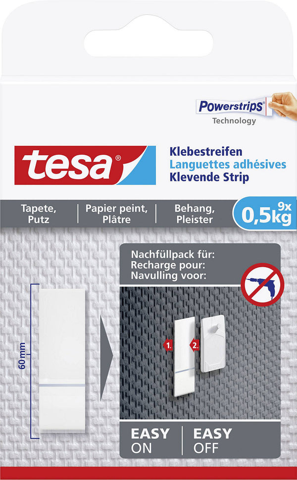 Tesa Powerstrips Gevoelige Oppervlakken 0.5KG - 9 stuks