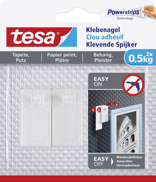 Tesa Klevende Spijker Gevoelige Oppervlakken 0.5KG - 2 stuks