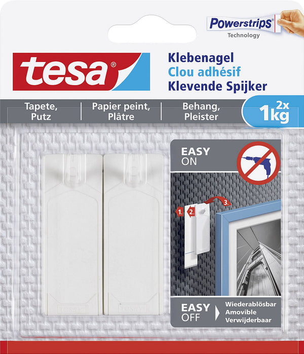 Tesa Klevende Spijker Gevoelige Oppervlakken 1KG - 2 stuks