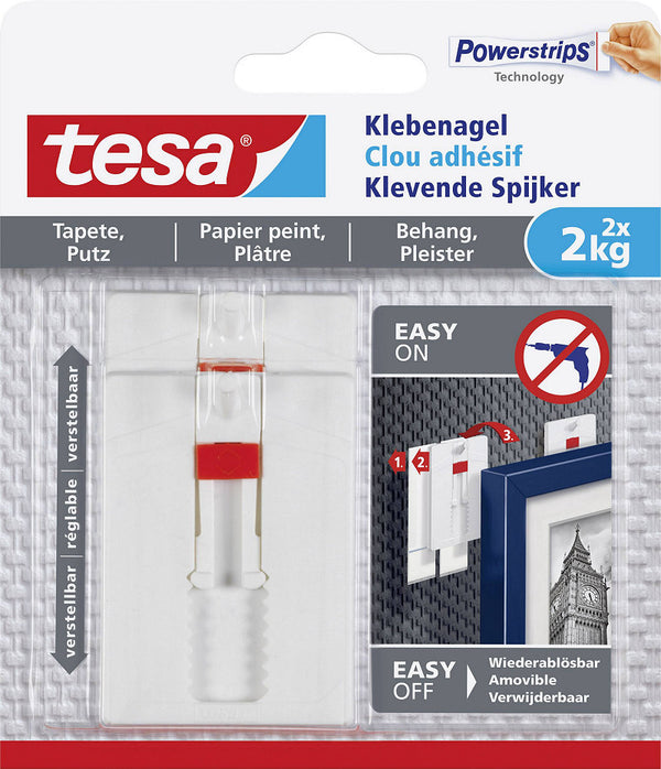 Tesa Klevende Spijker Gevoelige Oppervlakken 2KG - 2 stuks