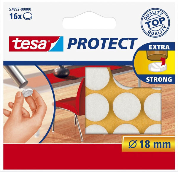 Tesa Beschermvilt rond 18mm 16 stuks wit