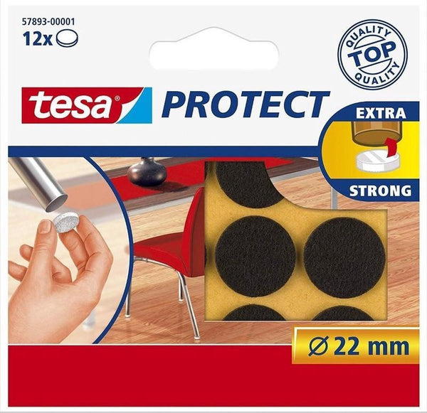 Tesa Beschermvilt rond 22mm 12 stuks bruin