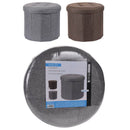 Opberg Poef -  Ø 45 cm x H 39 cm - Bruin