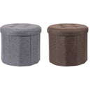 Opberg Poef -  Ø 45 cm x H 39 cm - Bruin