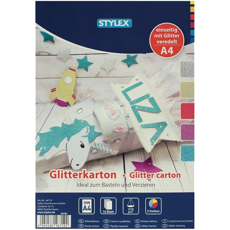 Stylex Hobby Glitter Karton A4 10 Stuks