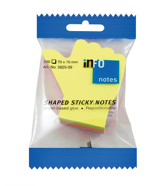 Info Notes IN-5825-39 Info Shaped Sticky Notes 68x68 'hand' Assorti 200 Vel