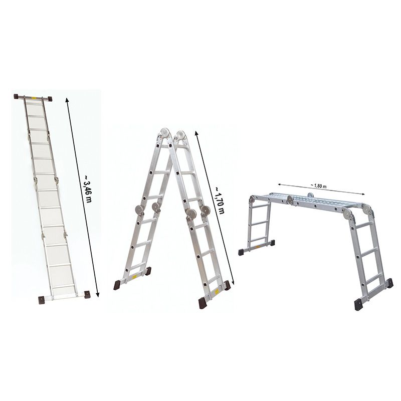Alu-Werkladder met werkplatform - 4x3 treden