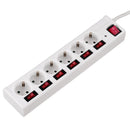 Hama 6-Way Power Strip Individually Switchable White