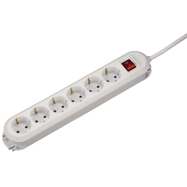 Hama 90° 6-voudige Stekkerdoos Schakelaar Wit