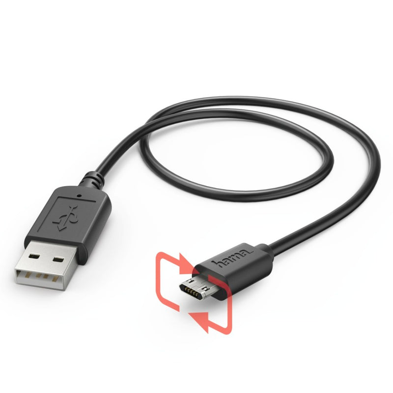 Hama Oplaad-/gegevenskabel Micro-USB Draaibeveiliging Zwart