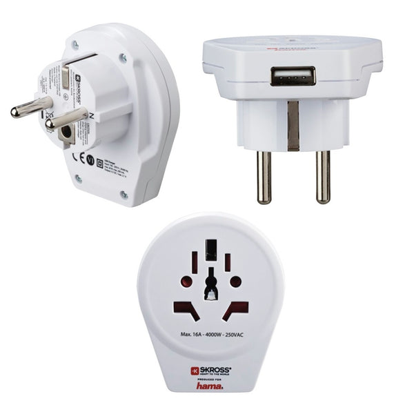 Hama Reisstekker Universal World To Europe USB