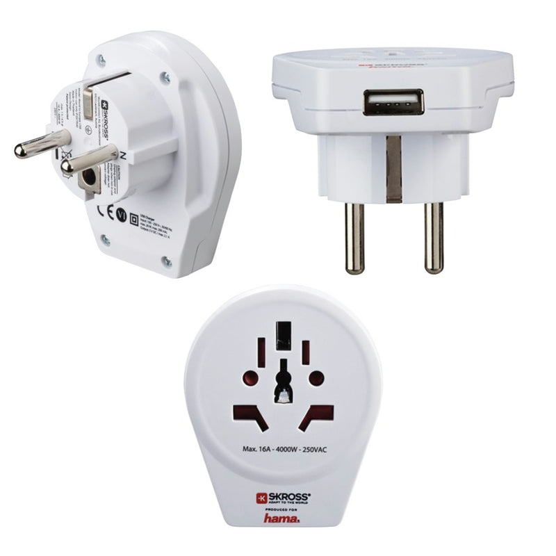 Hama Reisstekker Universal World To Europe USB