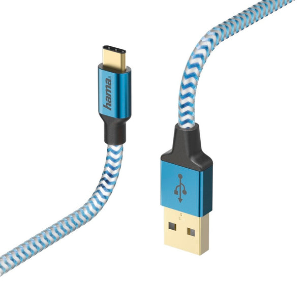 Hama Oplaad-/sync-kabel Reflective USB Type-C - USB-A 1,5 M Blauw