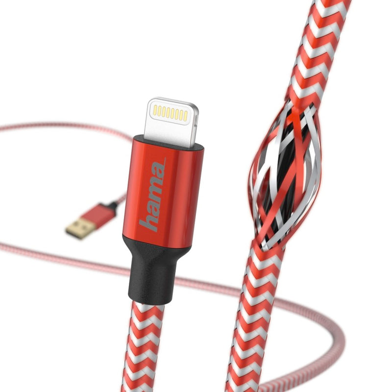 Hama Oplaad-/gegevenskabel Reflective Lightning 1,5 M Rood
