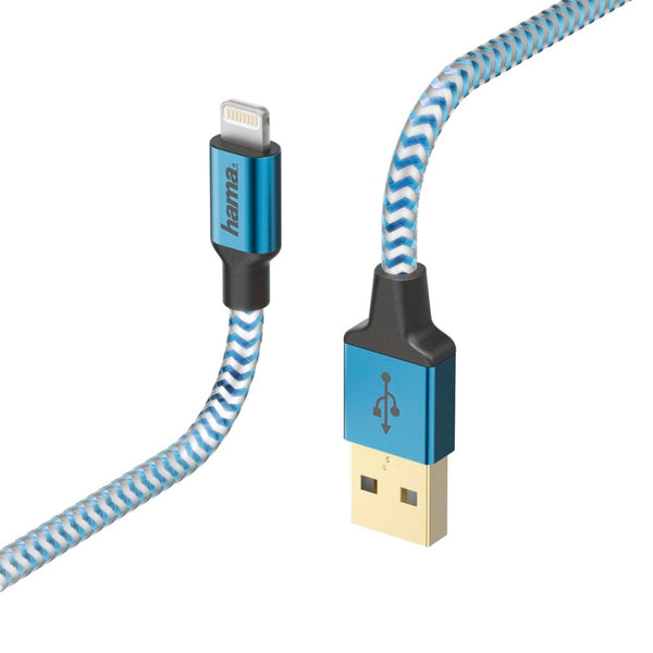 Hama Oplaad-/gegevenskabel Reflective Lightning 1,5 M Blauw