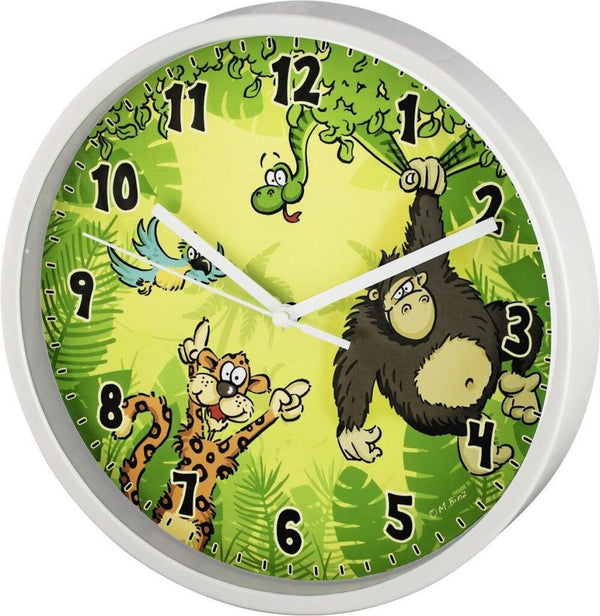 Hama Wandklok voor kinderen &quot;Jungle&quot;, &Oslash; 22,5 cm, geluidsarm