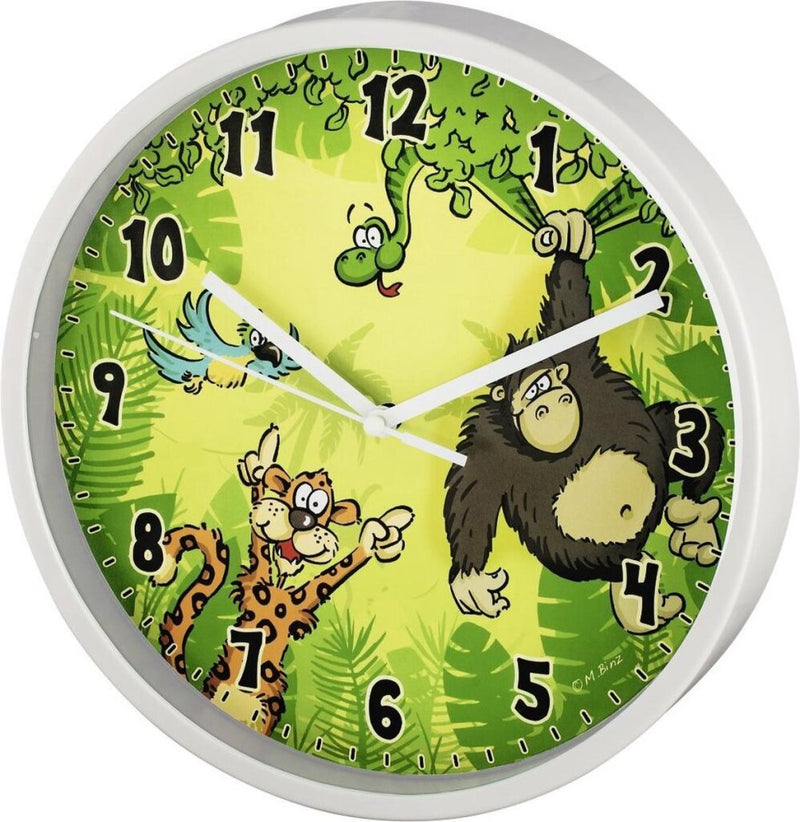 Hama Wandklok voor kinderen &quot;Jungle&quot;, &Oslash; 22,5 cm, geluidsarm