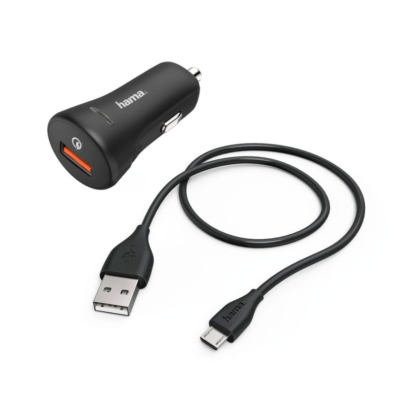 Hama Auto-opladerset Micro USB 3A Oplader QC3.0 + Micro-USB-Kabel 1,5m,zwart