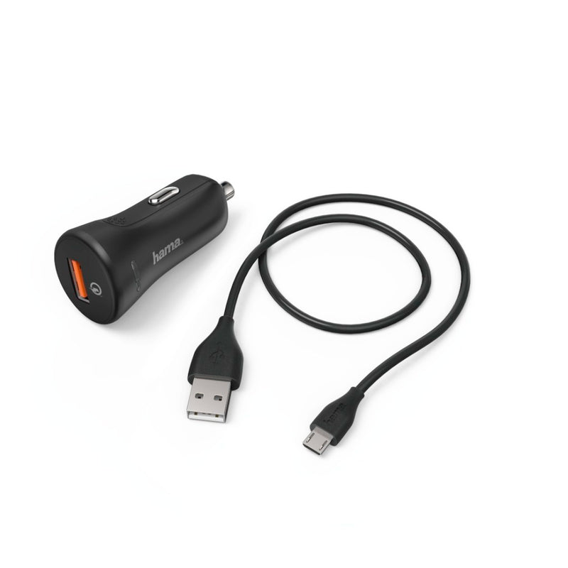 Hama Auto-opladerset Micro USB 3A Oplader QC3.0 + Micro-USB-Kabel 1,5m,zwart