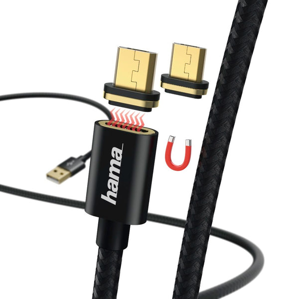 Hama Oplaad-/gegevenskabel Magnetic Micro-USB 1 M Zwart
