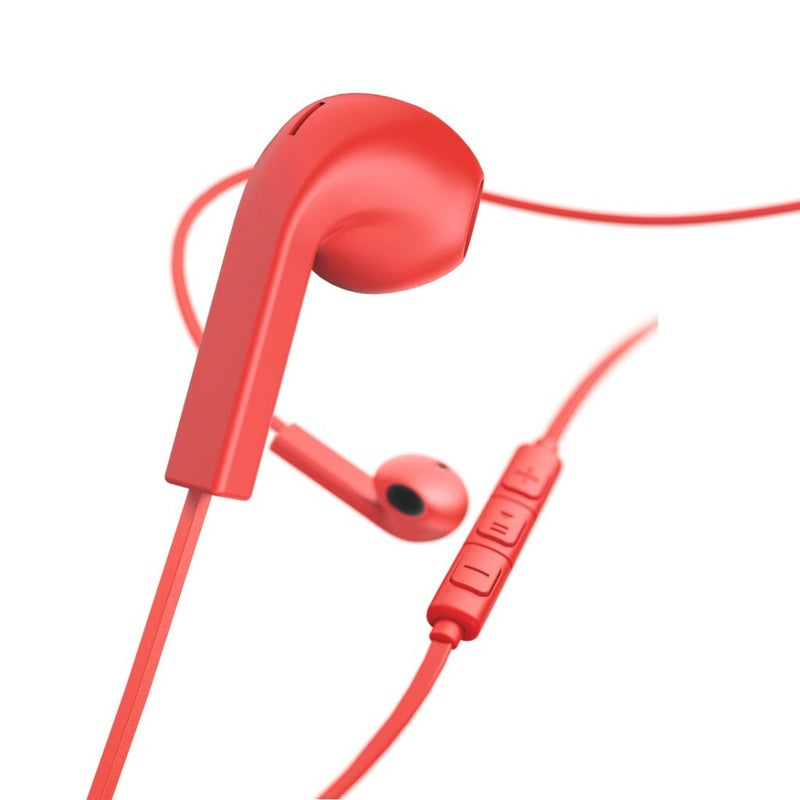 Hama Koptelefoon Advance Earbuds Microfoon Platte Kabel Rood