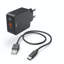 Hama Oplaadset USB Type-C QC 3.0 3 A Zwart